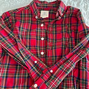 Lands End boys Tartan plaid holiday dress shirt 5-6
